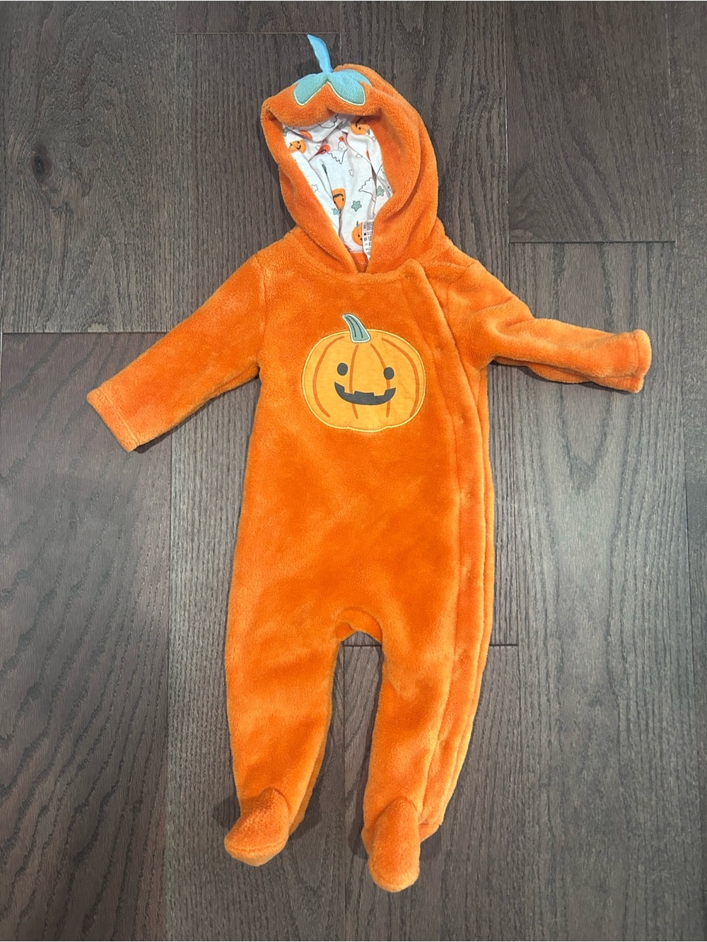 Size 6-9 month Baby's Pumpkin Halloween Fleece Bunting Suit Costume